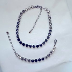 Swarovski crystal black/gray/clear graduated necklace and bracelet.